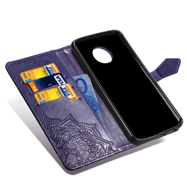 For Motorola Moto G6 Plus Embossed Mandala Pattern PC + TPU Horizontal Flip Leather Case with Holder & Card Slots