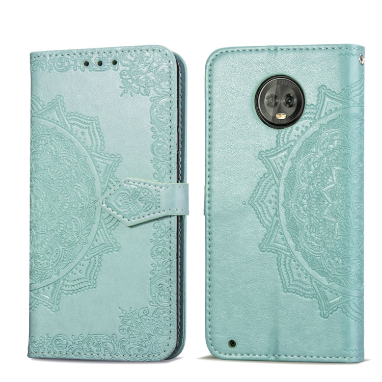 For Motorola Moto G6 Plus Embossed Mandala Pattern PC + TPU Horizontal Flip Leather Case with Holder & Card Slots