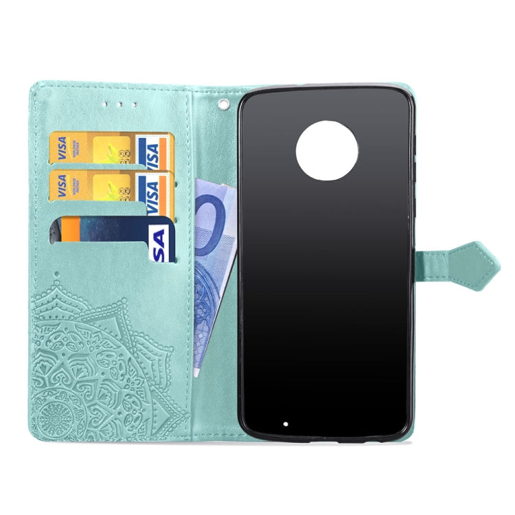 For Motorola Moto G6 Plus Embossed Mandala Pattern PC + TPU Horizontal Flip Leather Case with Holder & Card Slots