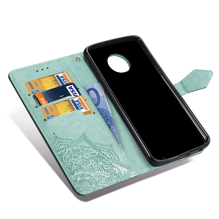 For Motorola Moto G6 Plus Embossed Mandala Pattern PC + TPU Horizontal Flip Leather Case with Holder & Card Slots