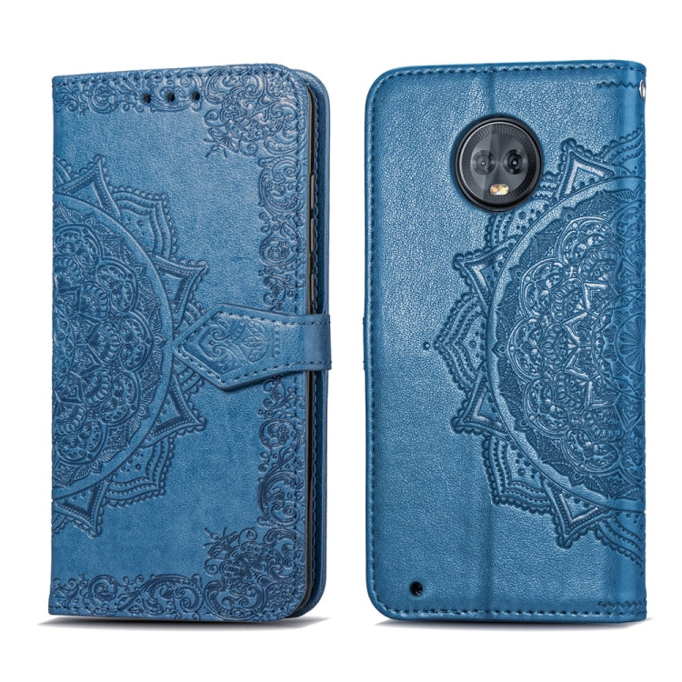 For Motorola Moto G6 Plus Embossed Mandala Pattern PC + TPU Horizontal Flip Leather Case with Holder & Card Slots