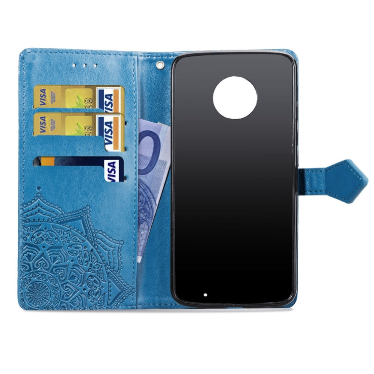 For Motorola Moto G6 Plus Embossed Mandala Pattern PC + TPU Horizontal Flip Leather Case with Holder & Card Slots