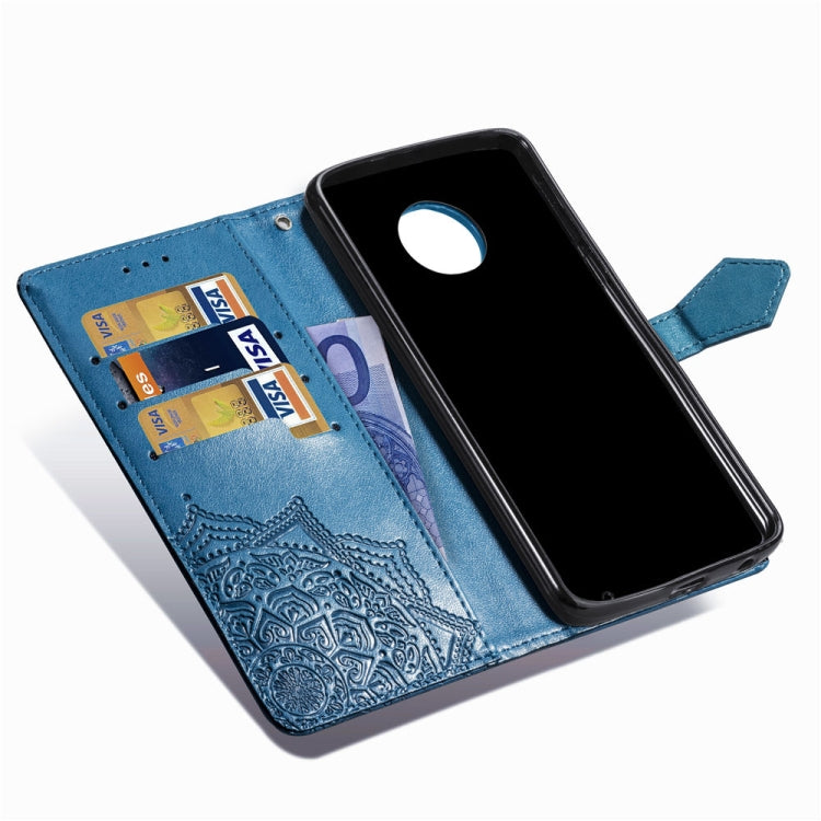For Motorola Moto G6 Plus Embossed Mandala Pattern PC + TPU Horizontal Flip Leather Case with Holder & Card Slots