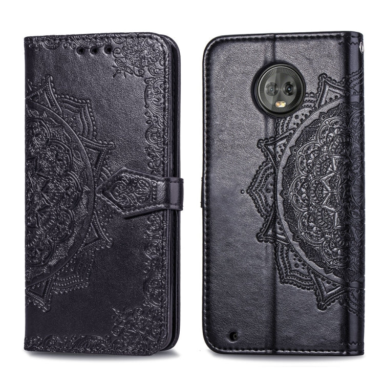 For Motorola Moto G6 Plus Embossed Mandala Pattern PC + TPU Horizontal Flip Leather Case with Holder & Card Slots