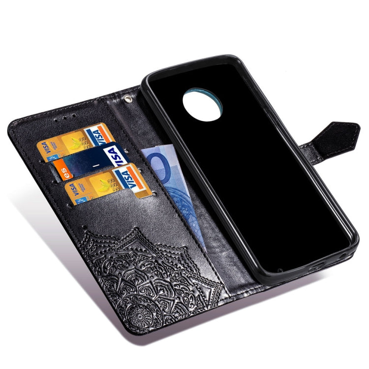 For Motorola Moto G6 Plus Embossed Mandala Pattern PC + TPU Horizontal Flip Leather Case with Holder & Card Slots
