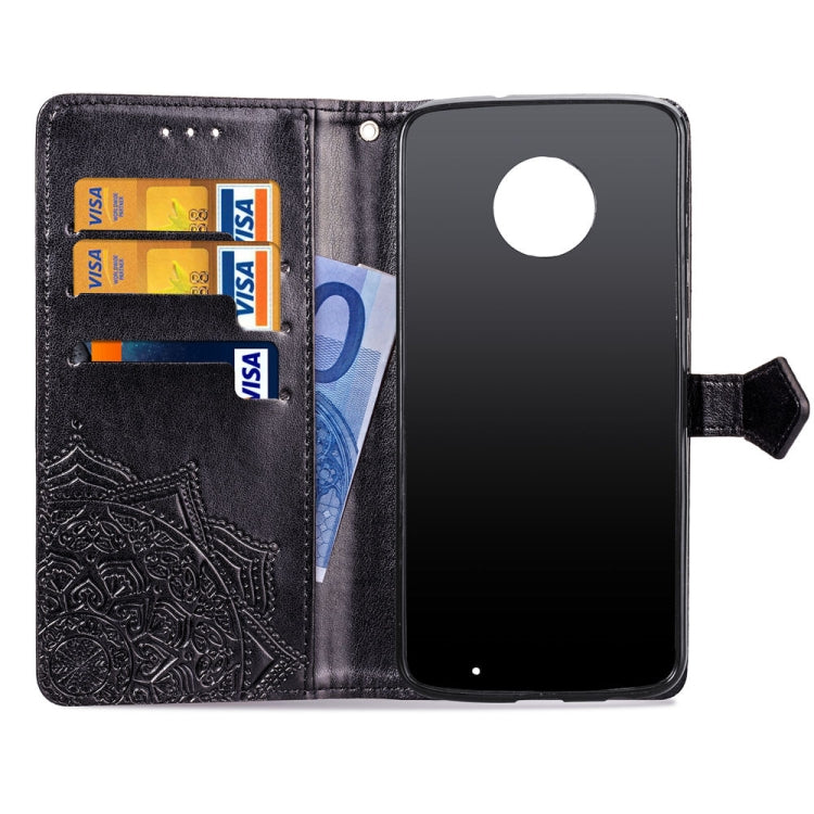 For Motorola Moto G6 Plus Embossed Mandala Pattern PC + TPU Horizontal Flip Leather Case with Holder & Card Slots