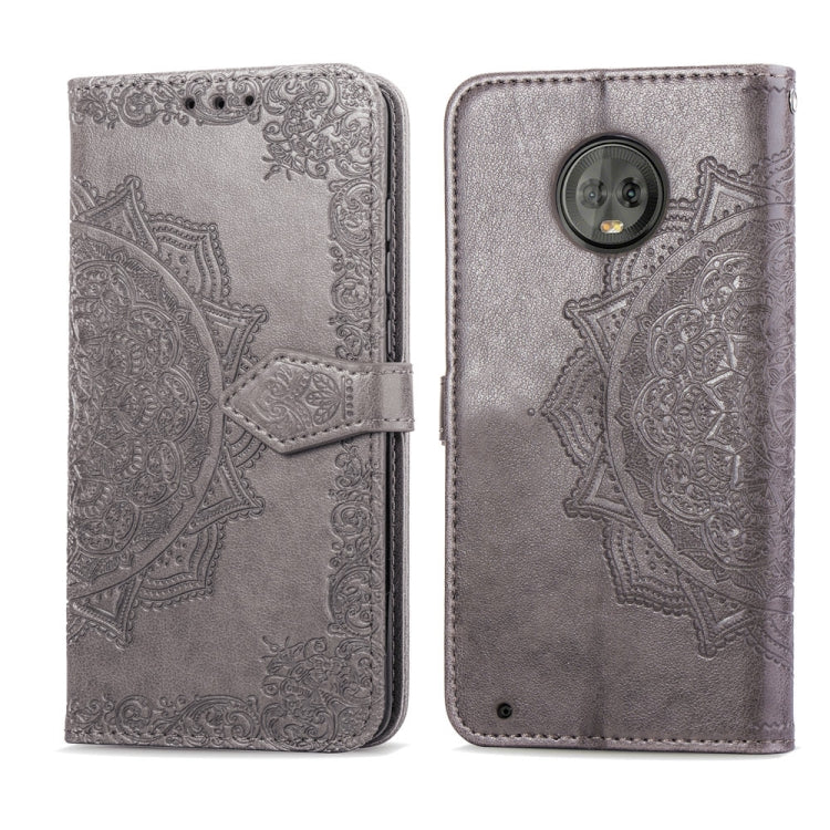 For Motorola Moto G6 Plus Embossed Mandala Pattern PC + TPU Horizontal Flip Leather Case with Holder & Card Slots