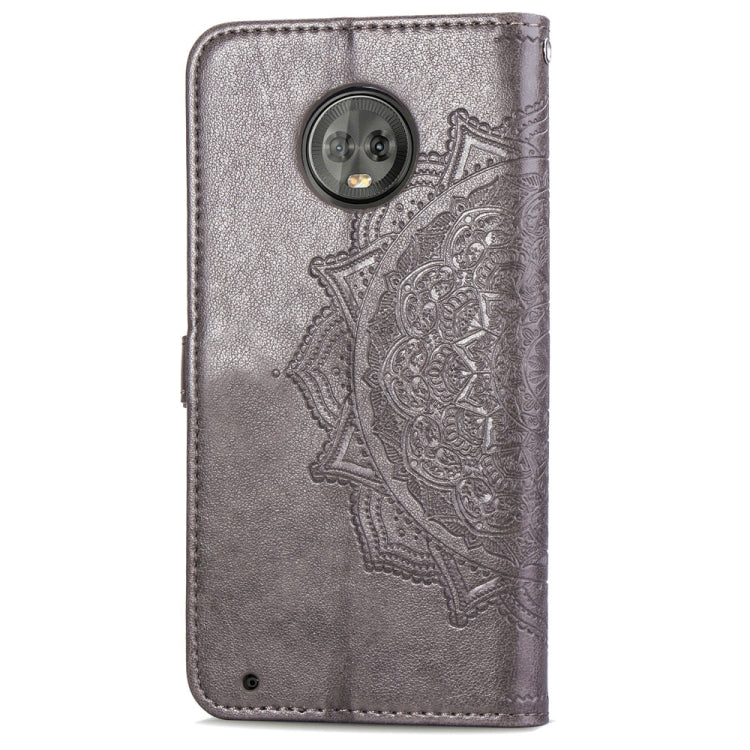 For Motorola Moto G6 Plus Embossed Mandala Pattern PC + TPU Horizontal Flip Leather Case with Holder & Card Slots