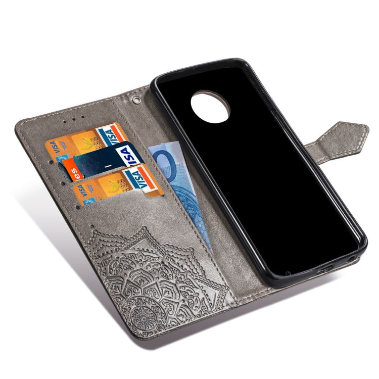 For Motorola Moto G6 Plus Embossed Mandala Pattern PC + TPU Horizontal Flip Leather Case with Holder & Card Slots