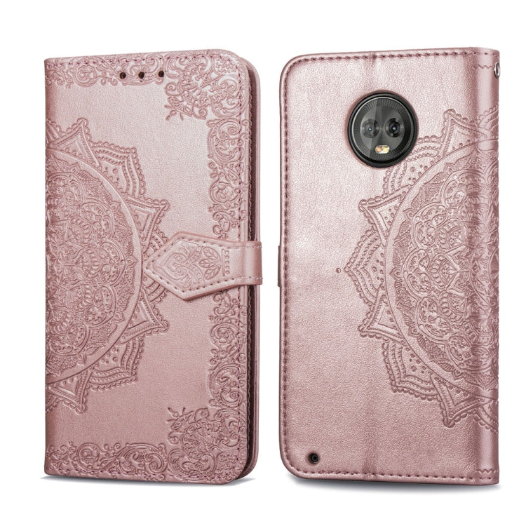 For Motorola Moto G6 Plus Embossed Mandala Pattern PC + TPU Horizontal Flip Leather Case with Holder & Card Slots