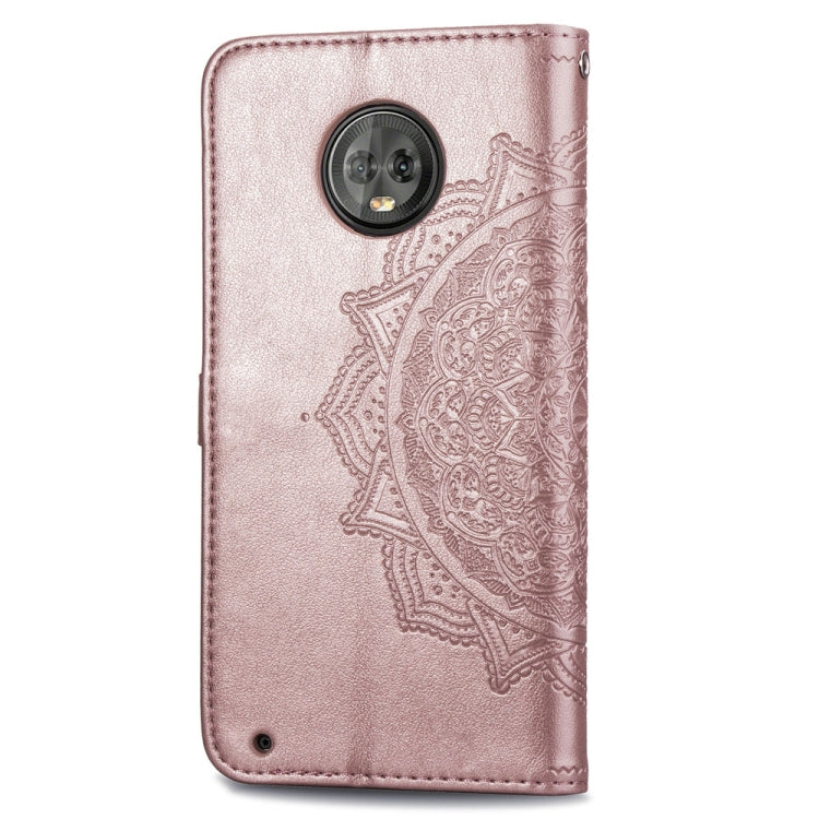 For Motorola Moto G6 Plus Embossed Mandala Pattern PC + TPU Horizontal Flip Leather Case with Holder & Card Slots