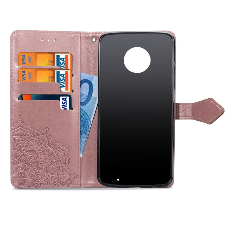 For Motorola Moto G6 Plus Embossed Mandala Pattern PC + TPU Horizontal Flip Leather Case with Holder & Card Slots