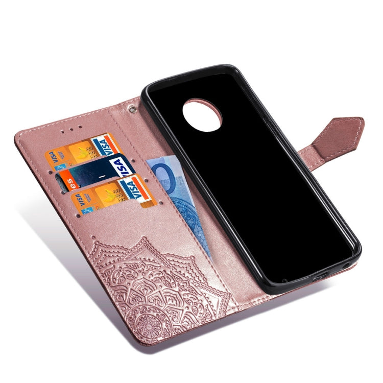 For Motorola Moto G6 Plus Embossed Mandala Pattern PC + TPU Horizontal Flip Leather Case with Holder & Card Slots