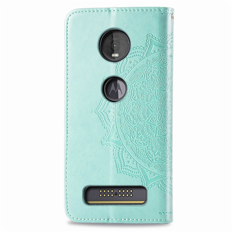 For Motorola Moto Z4 Embossed Mandala Pattern PC + TPU Horizontal Flip Leather Case with Holder & Card Slots