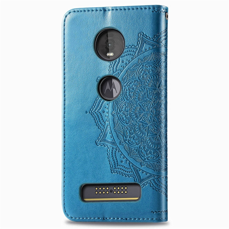 For Motorola Moto Z4 Embossed Mandala Pattern PC + TPU Horizontal Flip Leather Case with Holder & Card Slots