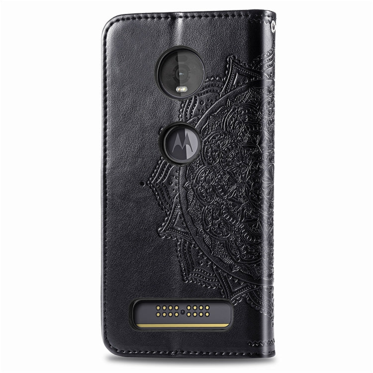 For Motorola Moto Z4 Embossed Mandala Pattern PC + TPU Horizontal Flip Leather Case with Holder & Card Slots