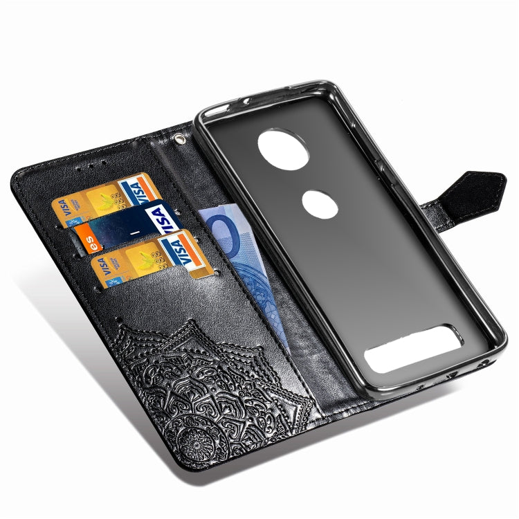 For Motorola Moto Z4 Embossed Mandala Pattern PC + TPU Horizontal Flip Leather Case with Holder & Card Slots