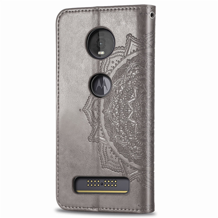 For Motorola Moto Z4 Embossed Mandala Pattern PC + TPU Horizontal Flip Leather Case with Holder & Card Slots