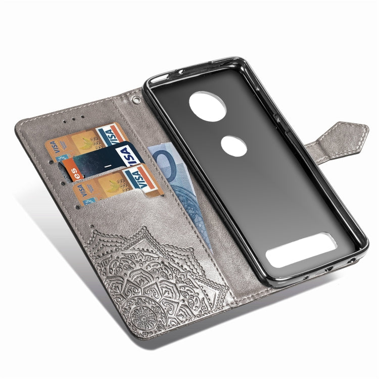 For Motorola Moto Z4 Embossed Mandala Pattern PC + TPU Horizontal Flip Leather Case with Holder & Card Slots