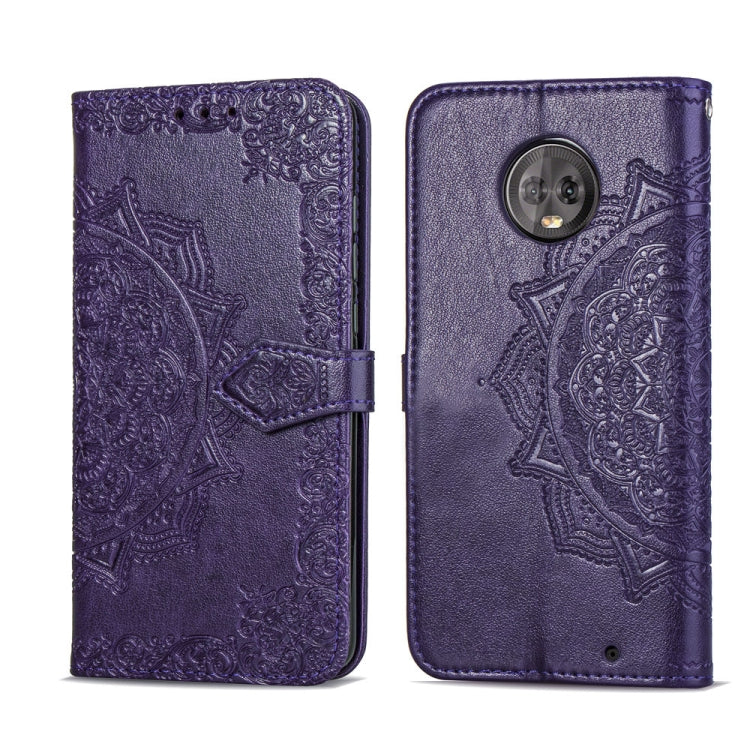 For Motorola Moto G6 Embossed Mandala Pattern PC + TPU Horizontal Flip Leather Case with Holder & Card Slots