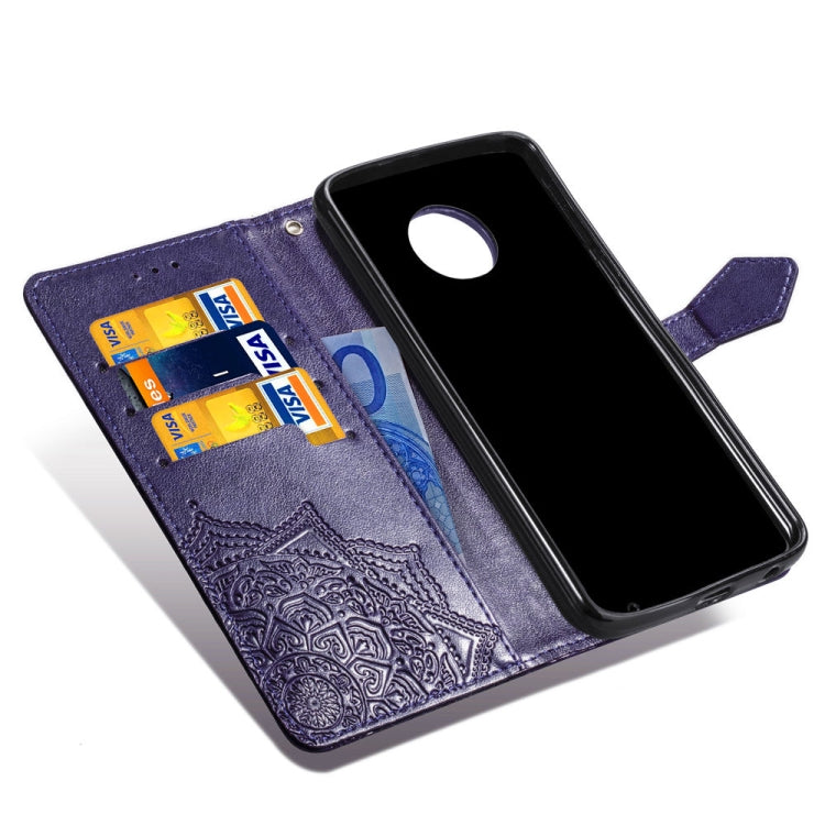 For Motorola Moto G6 Embossed Mandala Pattern PC + TPU Horizontal Flip Leather Case with Holder & Card Slots