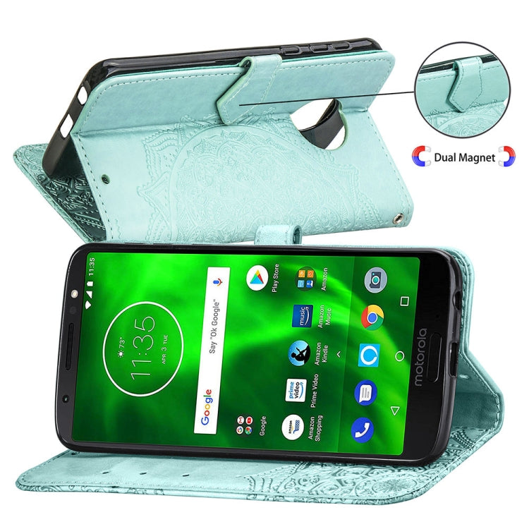 For Motorola Moto G6 Embossed Mandala Pattern PC + TPU Horizontal Flip Leather Case with Holder & Card Slots
