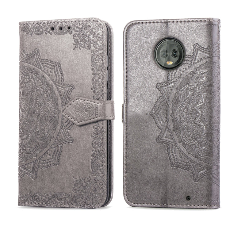 For Motorola Moto G6 Embossed Mandala Pattern PC + TPU Horizontal Flip Leather Case with Holder & Card Slots