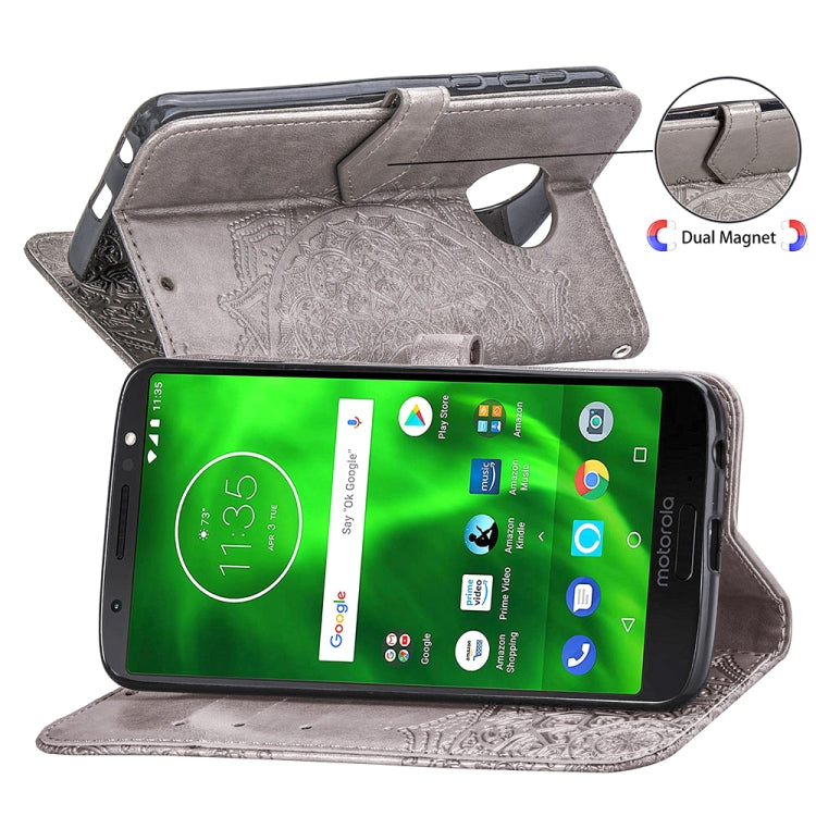 For Motorola Moto G6 Embossed Mandala Pattern PC + TPU Horizontal Flip Leather Case with Holder & Card Slots