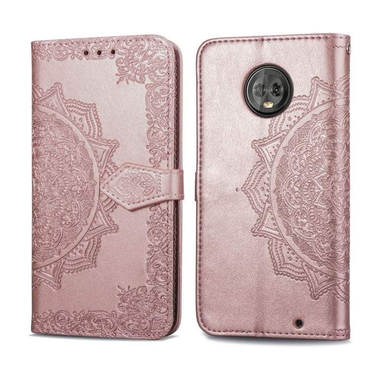 For Motorola Moto G6 Embossed Mandala Pattern PC + TPU Horizontal Flip Leather Case with Holder & Card Slots