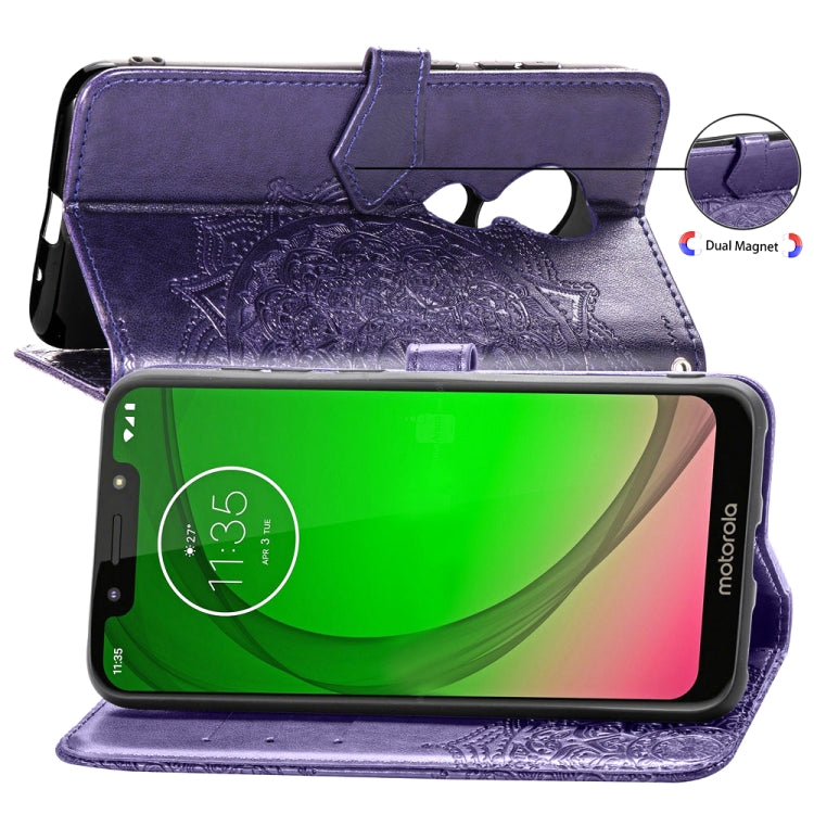 For Moto G7 Play, US Version Embossed Mandala Pattern PC + TPU Horizontal Flip Leather Case with Holder & Card Slots