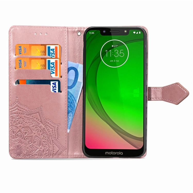 For Moto G7 Play, US Version Embossed Mandala Pattern PC + TPU Horizontal Flip Leather Case with Holder & Card Slots