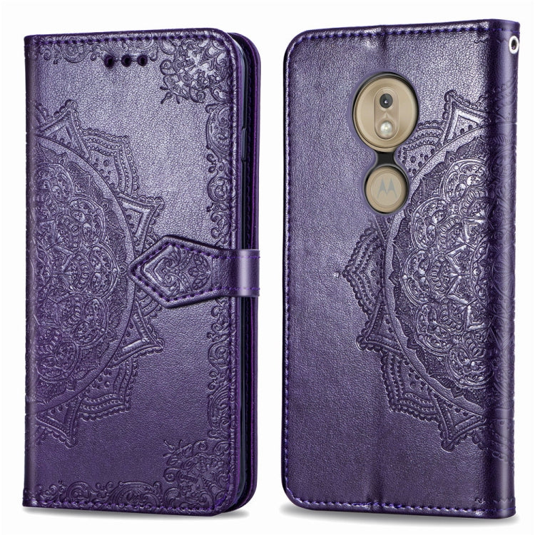For Moto G7 Play, EU Version Embossed Mandala Pattern PC + TPU Horizontal Flip Leather Case with Holder & Card Slots