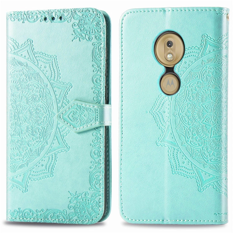 For Moto G7 Play, EU Version Embossed Mandala Pattern PC + TPU Horizontal Flip Leather Case with Holder & Card Slots