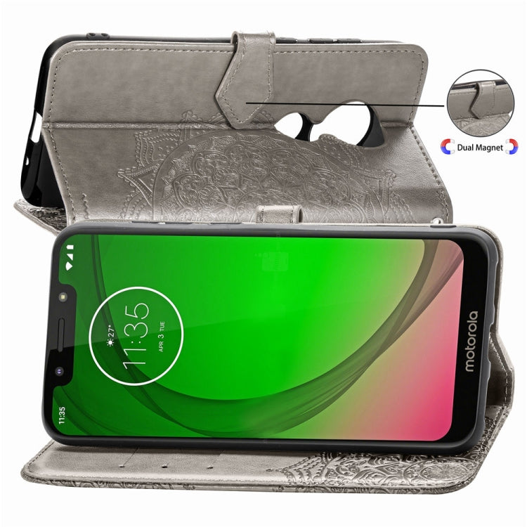 For Moto G7 Play, EU Version Embossed Mandala Pattern PC + TPU Horizontal Flip Leather Case with Holder & Card Slots