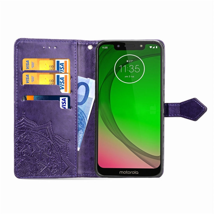 For Moto G7 Power, US Version Embossed Mandala Pattern PC + TPU Horizontal Flip Leather Case with Holder & Card Slots
