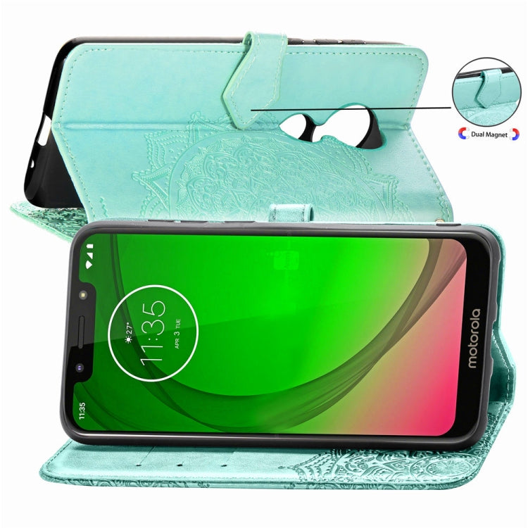 For Moto G7 Power, EU Version Embossed Mandala Pattern PC + TPU Horizontal Flip Leather Case with Holder & Card Slots