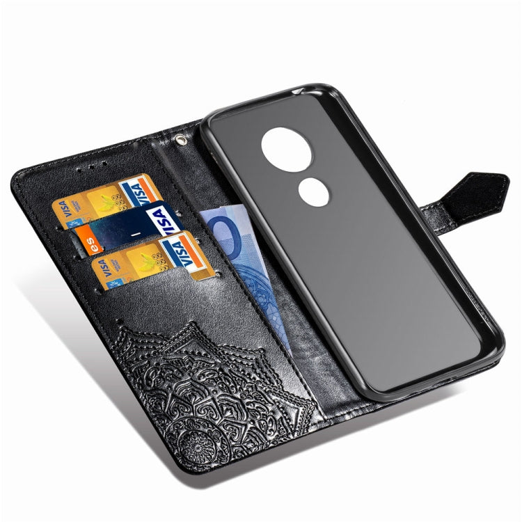 For Moto G7 Power, EU Version Embossed Mandala Pattern PC + TPU Horizontal Flip Leather Case with Holder & Card Slots