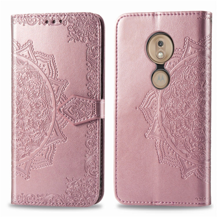 For Moto G7 Power, EU Version Embossed Mandala Pattern PC + TPU Horizontal Flip Leather Case with Holder & Card Slots