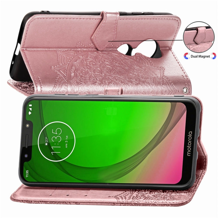 For Moto G7 Power, EU Version Embossed Mandala Pattern PC + TPU Horizontal Flip Leather Case with Holder & Card Slots