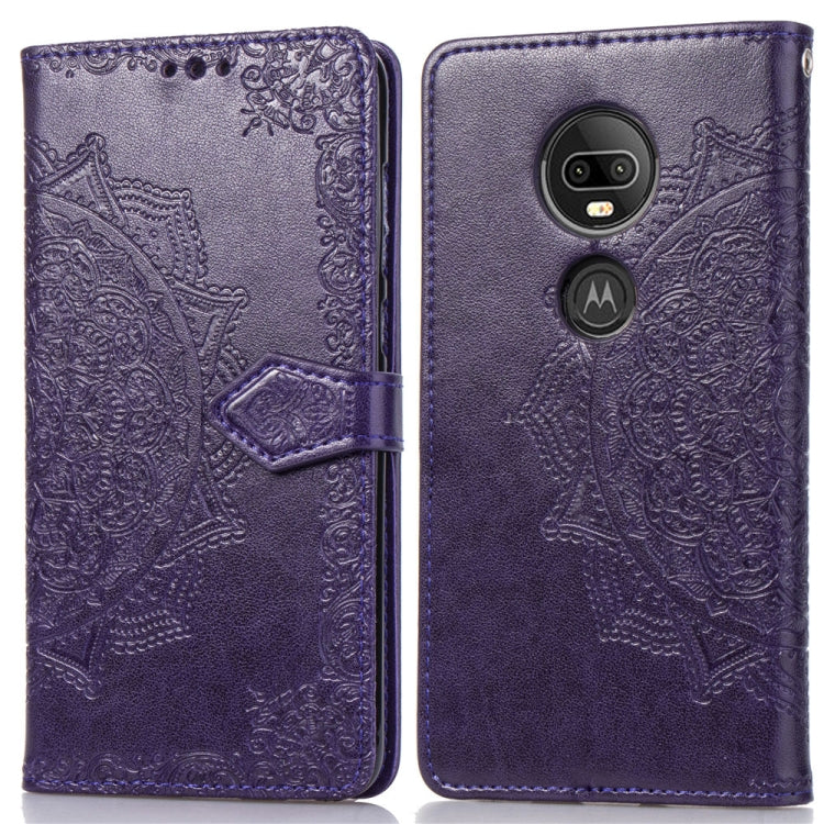 For Motorola Moto G7 Embossed Mandala Pattern PC + TPU Horizontal Flip Leather Case with Holder & Card Slots