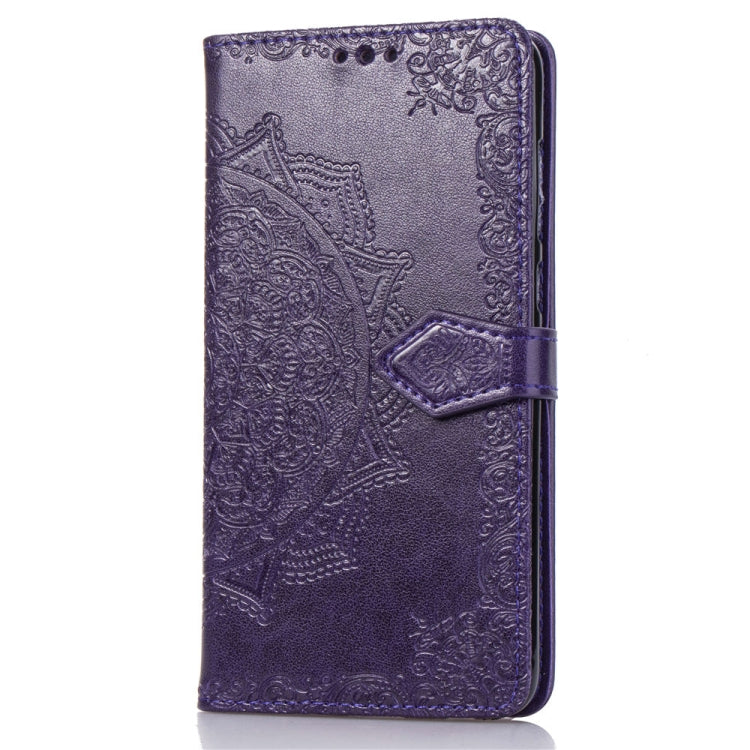 For Motorola Moto G7 Embossed Mandala Pattern PC + TPU Horizontal Flip Leather Case with Holder & Card Slots