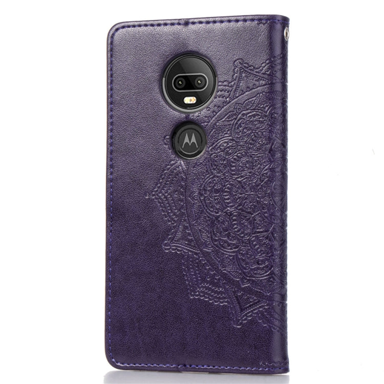 For Motorola Moto G7 Embossed Mandala Pattern PC + TPU Horizontal Flip Leather Case with Holder & Card Slots