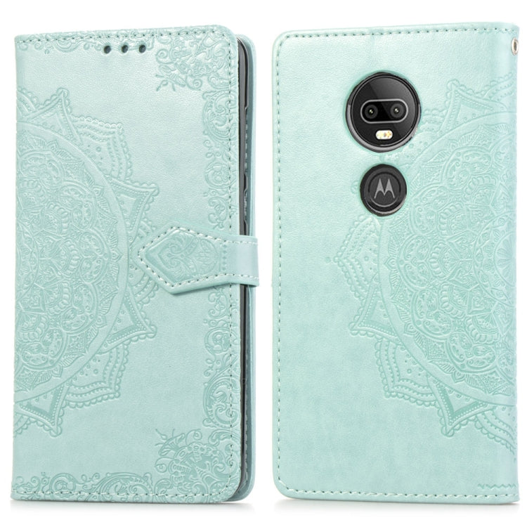 For Motorola Moto G7 Embossed Mandala Pattern PC + TPU Horizontal Flip Leather Case with Holder & Card Slots