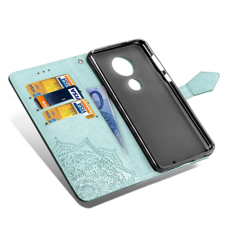 For Motorola Moto G7 Embossed Mandala Pattern PC + TPU Horizontal Flip Leather Case with Holder & Card Slots