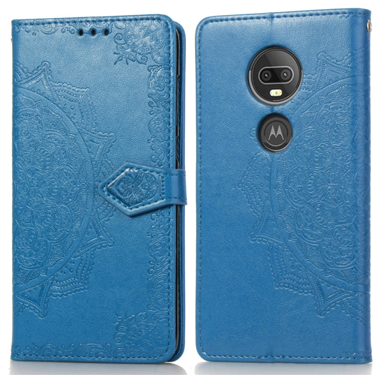 For Motorola Moto G7 Embossed Mandala Pattern PC + TPU Horizontal Flip Leather Case with Holder & Card Slots