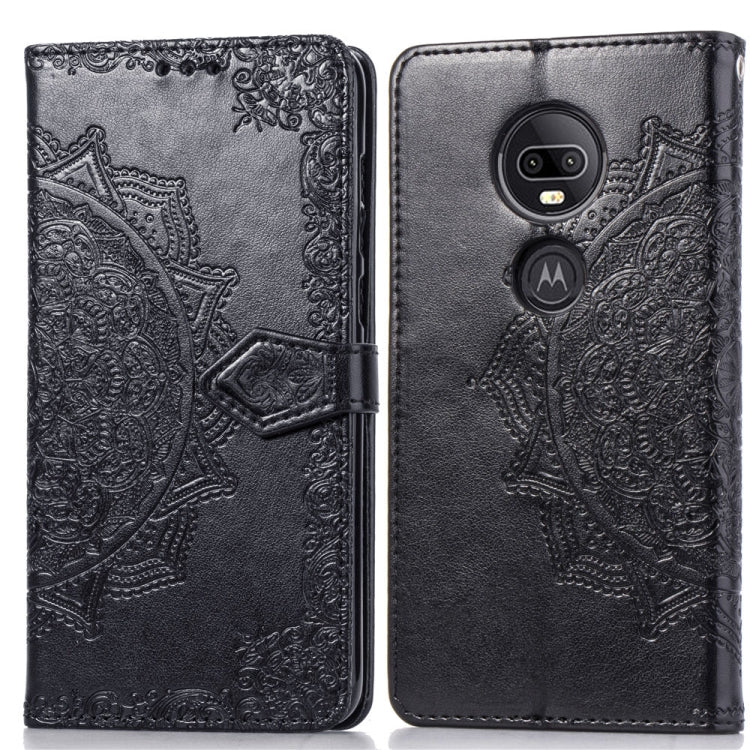 For Motorola Moto G7 Embossed Mandala Pattern PC + TPU Horizontal Flip Leather Case with Holder & Card Slots