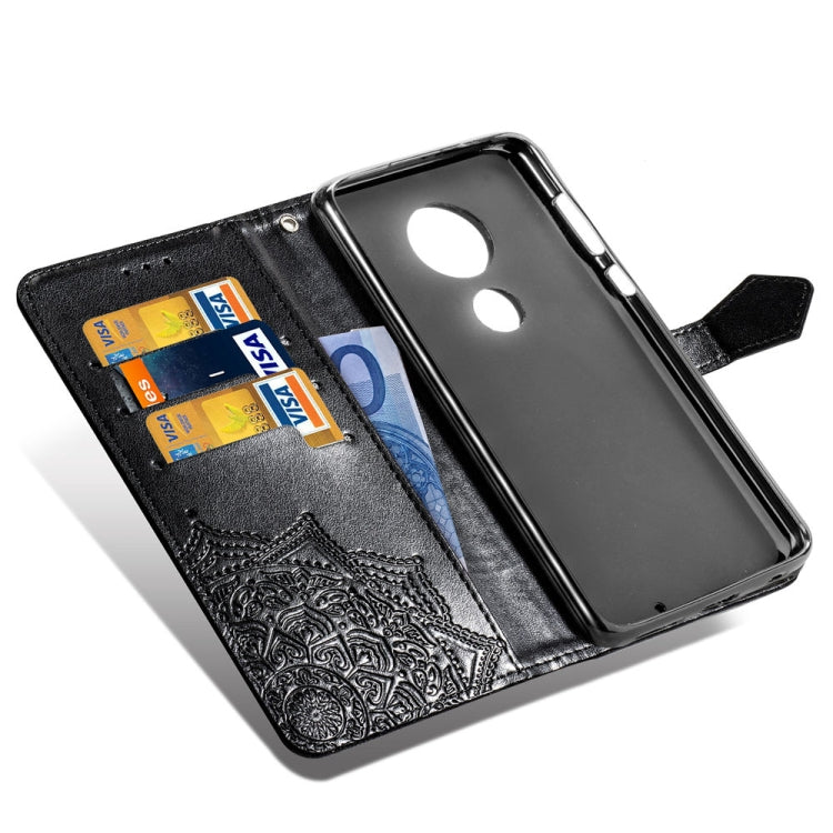 For Motorola Moto G7 Embossed Mandala Pattern PC + TPU Horizontal Flip Leather Case with Holder & Card Slots
