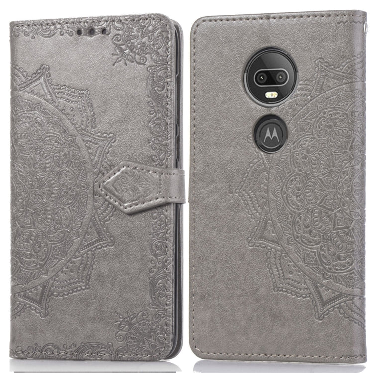 For Motorola Moto G7 Embossed Mandala Pattern PC + TPU Horizontal Flip Leather Case with Holder & Card Slots