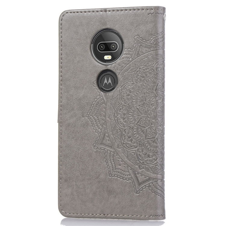 For Motorola Moto G7 Embossed Mandala Pattern PC + TPU Horizontal Flip Leather Case with Holder & Card Slots