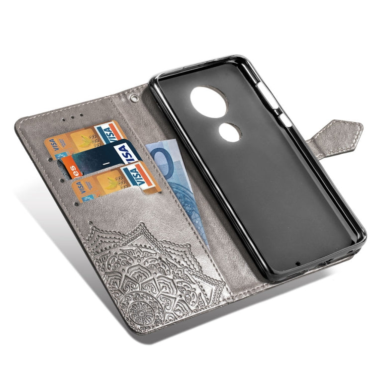 For Motorola Moto G7 Embossed Mandala Pattern PC + TPU Horizontal Flip Leather Case with Holder & Card Slots